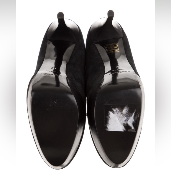 NEW BURBERRY PRORSUM Black suede leather laceup shearling heel booties EU 40 - Picture 5 of 16